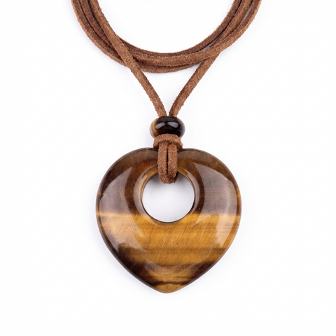 Pendentif Talisman Chance & Bénédiction - Cœur en Pierre Naturelle