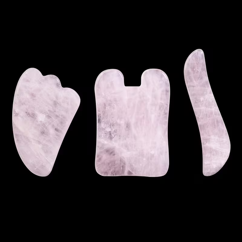 Kit Rituel Douceur : 3 Outils de Massage Gua Sha en Quartz Rose