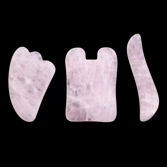 Kit Rituel Douceur : 3 Outils de Massage Gua Sha en Quartz Rose