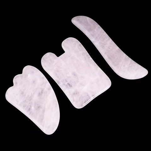 Kit Rituel Douceur : 3 Outils de Massage Gua Sha en Quartz Rose