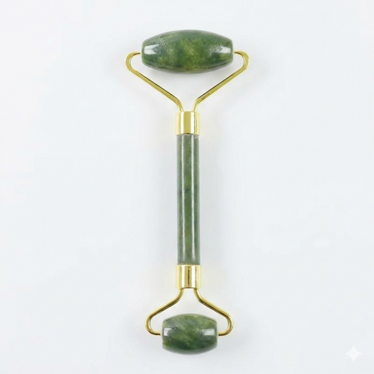 Roller Visage "Éclat Naturel" - Jade de Xiuyan Vert & Finitions Dorées