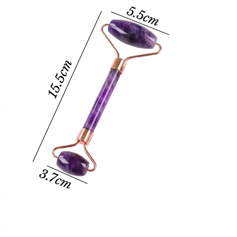 Roller Visage Améthyste - Outil de Soin Unisexe Effet Froid