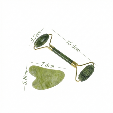 Ensemble Spa Visage & Corps - Rouleau Silencieux Texturé et Gua Sha en Jade