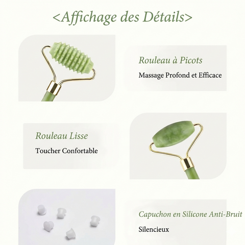 Ensemble Spa Visage & Corps - Rouleau Silencieux Texturé et Gua Sha en Jade