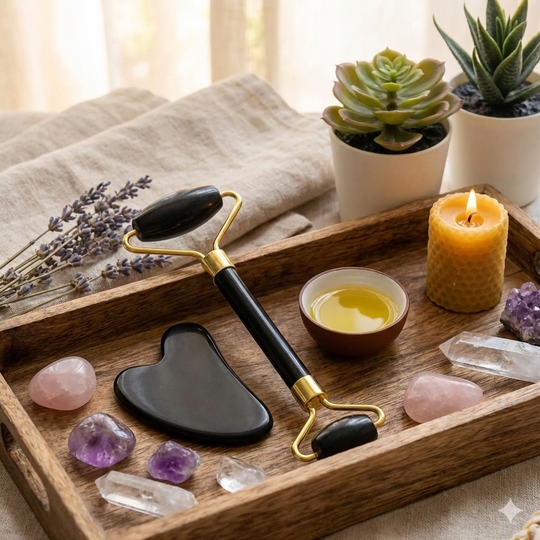 Rituel "Ancrage & Détox" - Set de Soin Visage en Obsidienne Noire