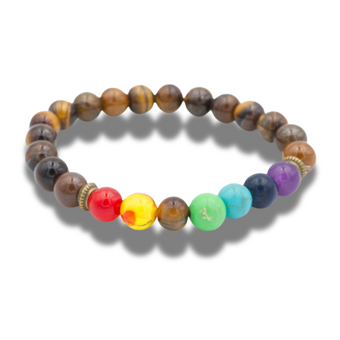 Bracelet 7 chakras et oeil de tigre