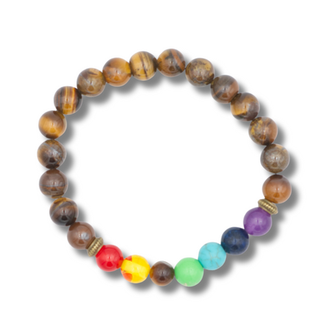 Bracelet 7 chakras et oeil de tigre