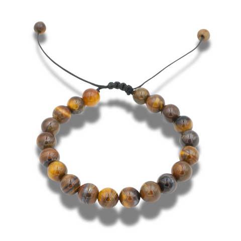 Bracelet en œil de tigre avec cordelette tissée
