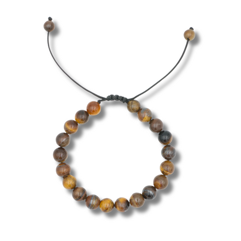 Bracelet en œil de tigre avec cordelette tissée