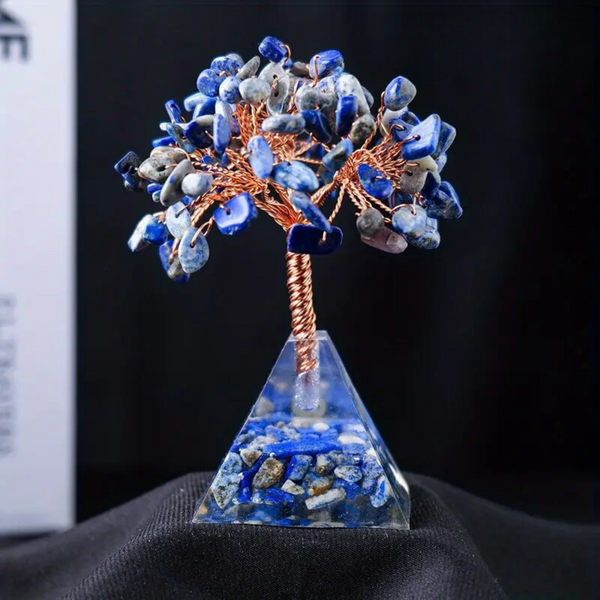 Arbre en Lapis Lazuli avec Base en Pyramide d'Orgone - Sagesse et Harmonie - Gemio.ch