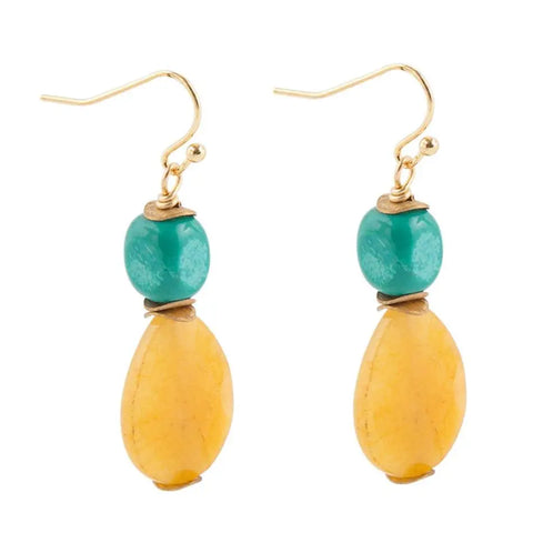 Pendants d'oreilles en jade miel mélangé
