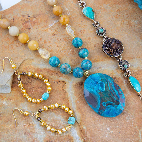 Collier pendentif en jaspe tourbillonné d'agave