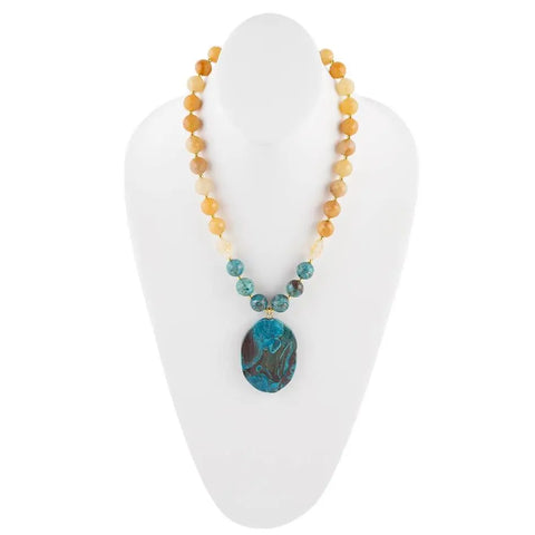 Collier pendentif en jaspe tourbillonné d'agave