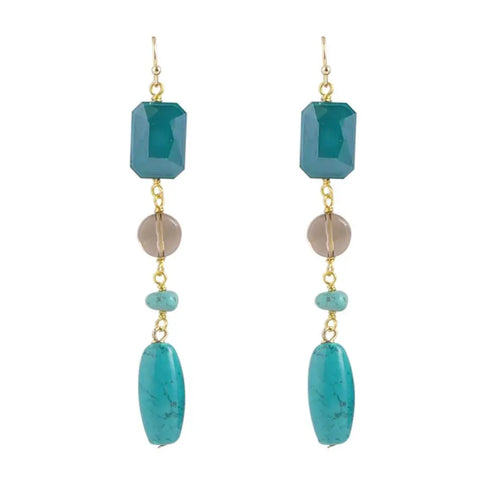 Boucle d'oreille sarcelle de haut en bas