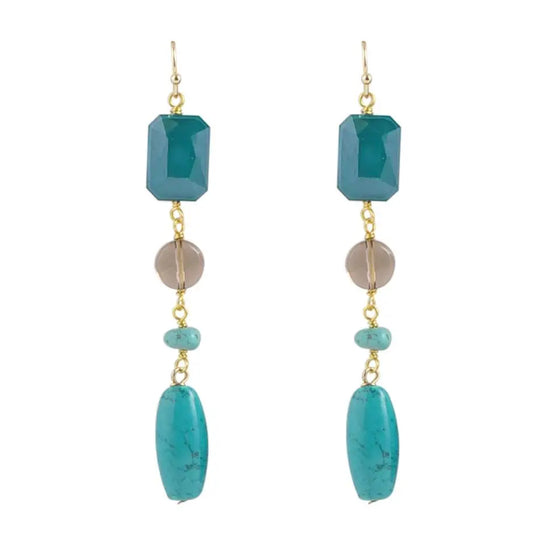 Boucle d'oreille sarcelle de haut en bas