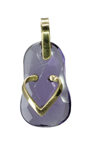 Pendentif en or jaune de forme sandale et améthyste