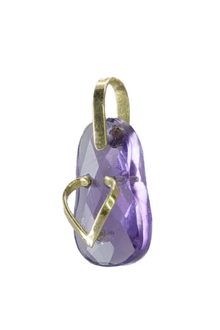 Pendentif en or jaune de forme sandale et améthyste