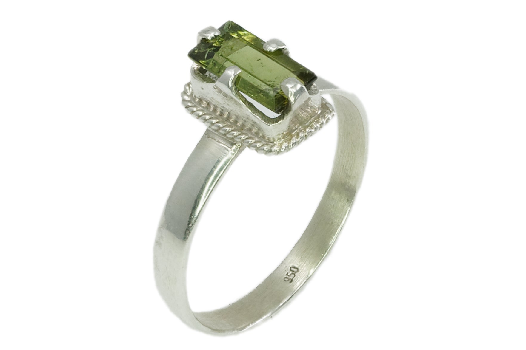 Bague en argent et tourmaline verte - Gemio.ch