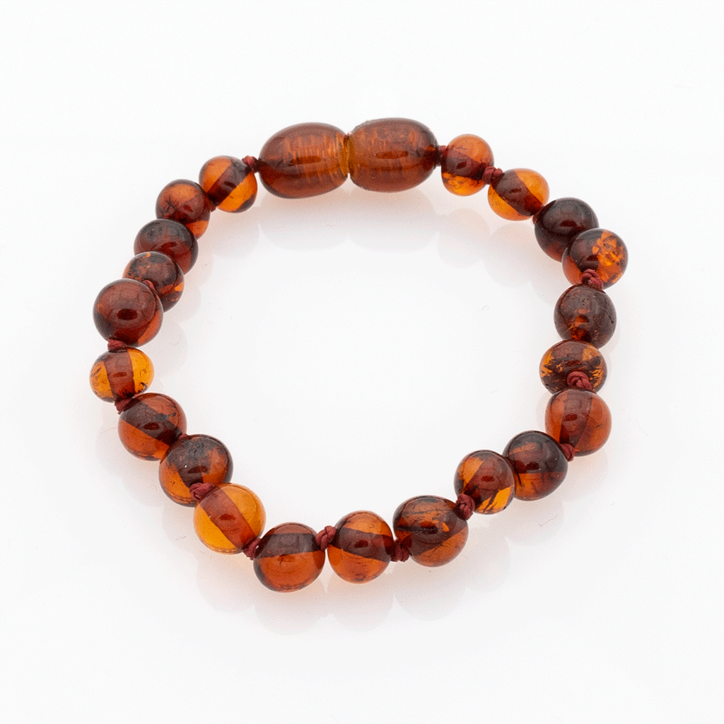Bracelet Ambre Bébé Perles Baroques - Cognac - Gemio.ch