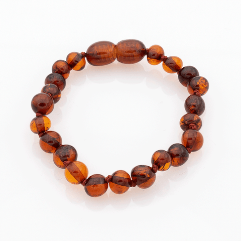 Bracelet Ambre Bébé Perles Baroques - Cognac