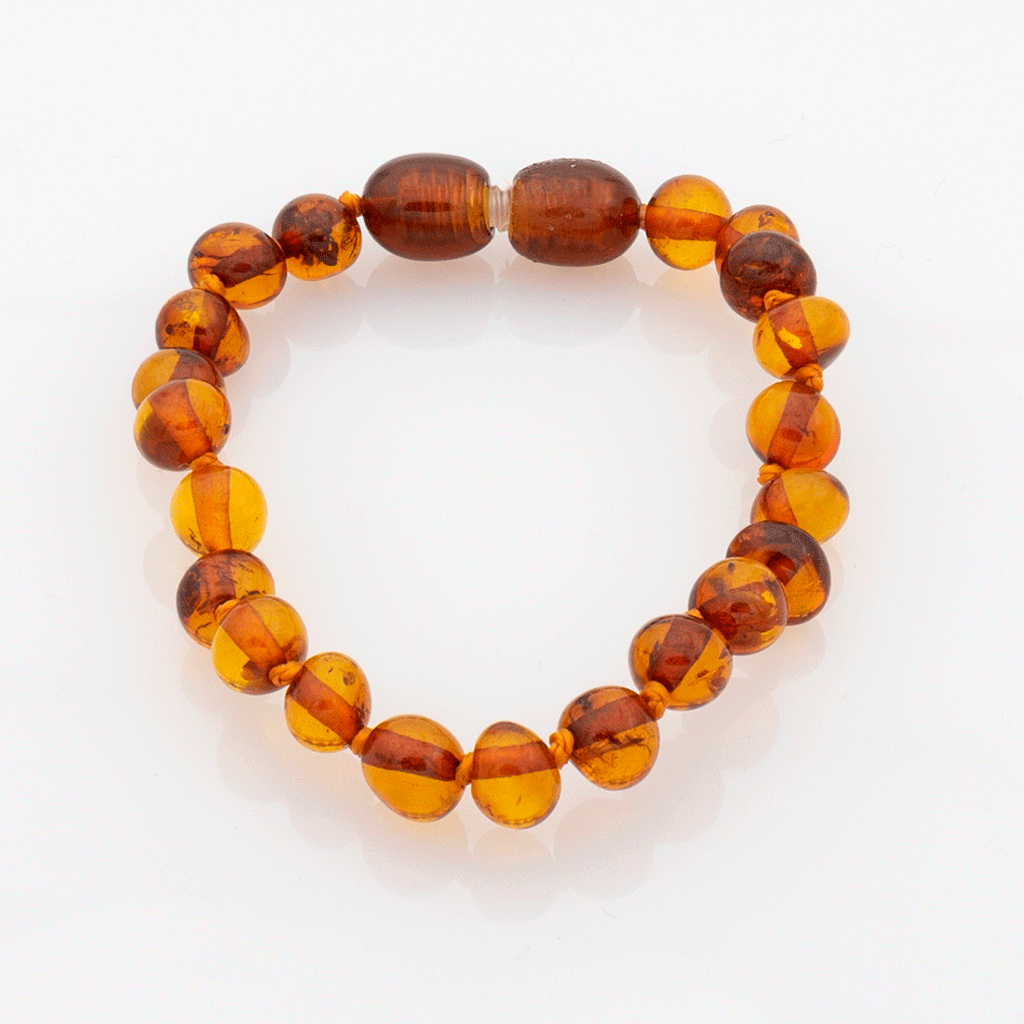 Bracelet Ambre Bébé Perles Baroques - Miel - Gemio.ch