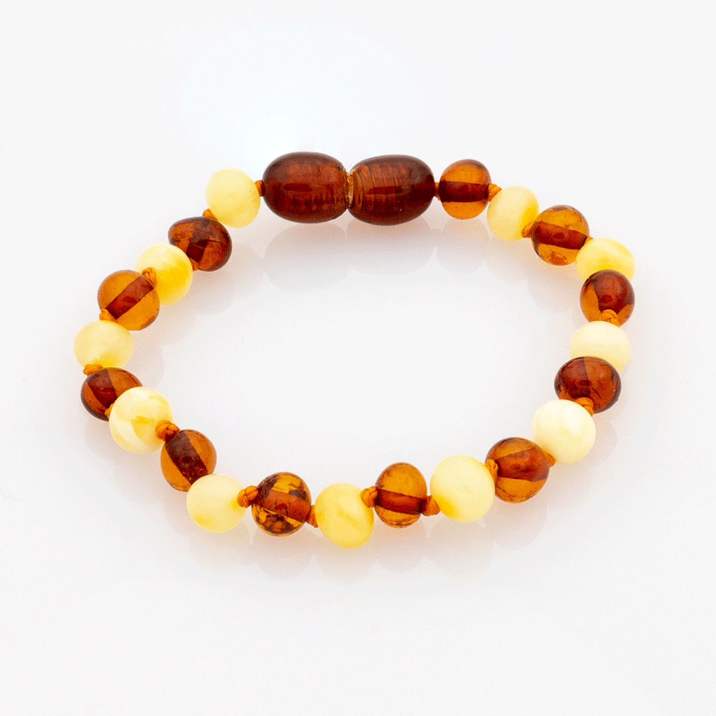 Bracelet Ambre Bébé Perles Baroques - Multicolore - Blanc - Gemio.ch