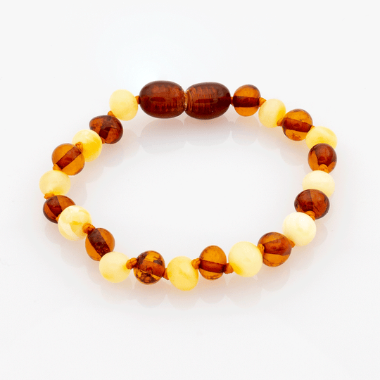 Bracelet Ambre Bébé Perles Baroques - Multicolore - Blanc