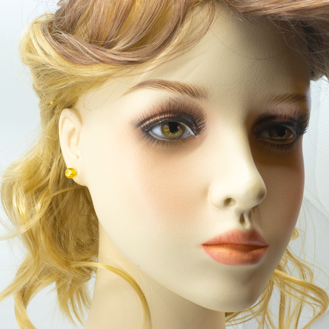 Clous d'oreilles Ambre Perle et Argent Sterling - Citron
