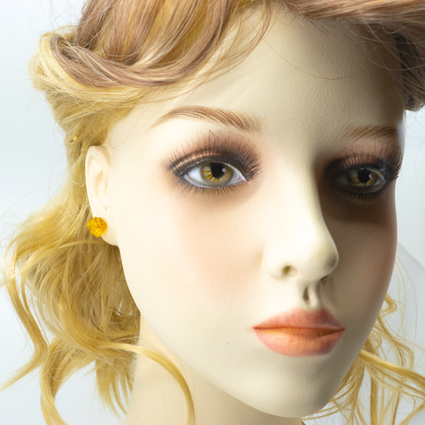 Clous d'oreilles Ambre Rose et Argent Sterling - Miel