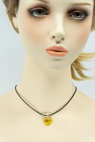 Pendentif Ambre Coeur et Argent Sterling - Citron
