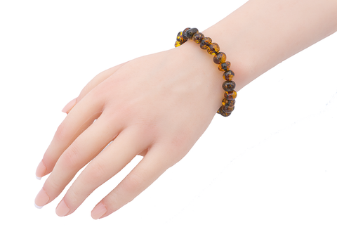 Barockperlen Bernsteinarmband - Hellgrün
