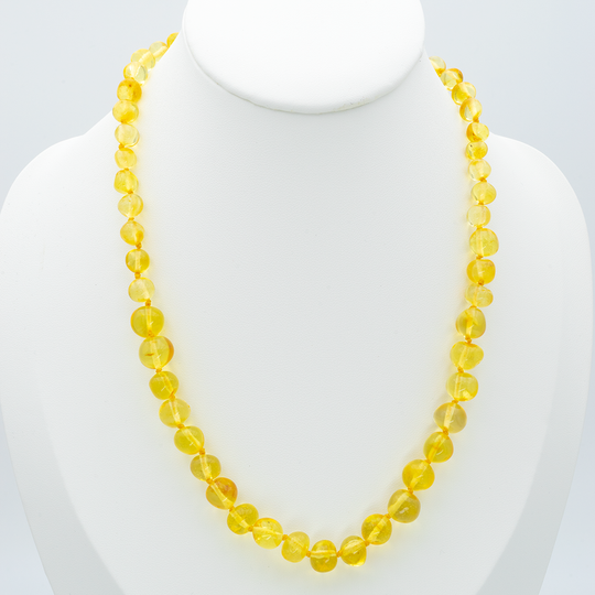 Collier Ambre Perles Polies – Citron, Éclat et Fraîcheur Naturelle