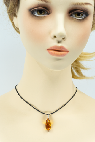 Pendentif Goutte Ambre - Cognac