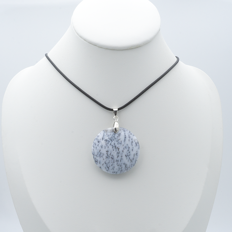 Dendritischer Opal runder Anhänger (Merlinit)