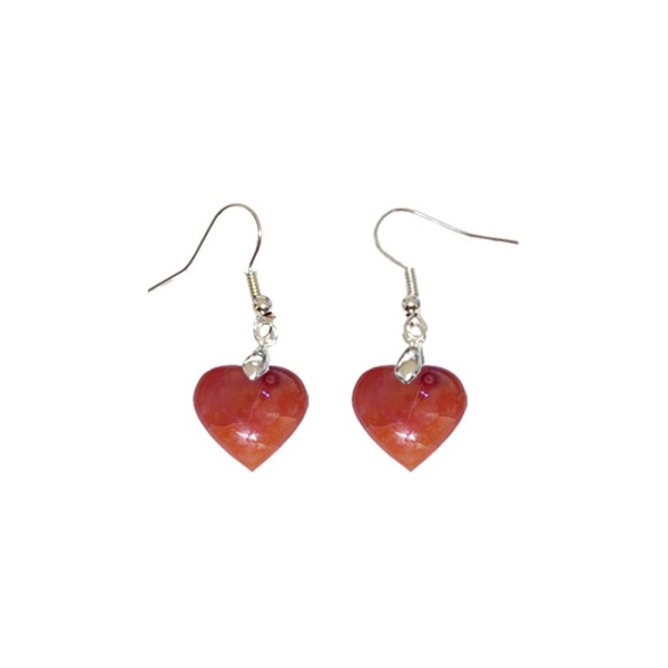 Boucles d’Oreilles Cornaline Cœur – Énergie du cœur, chance et vitalité - Gemio.ch