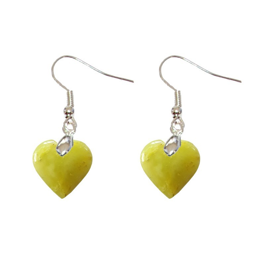 Boucles d’Oreilles Opale Verte Cœur – Douceur, régénération et recentrage
