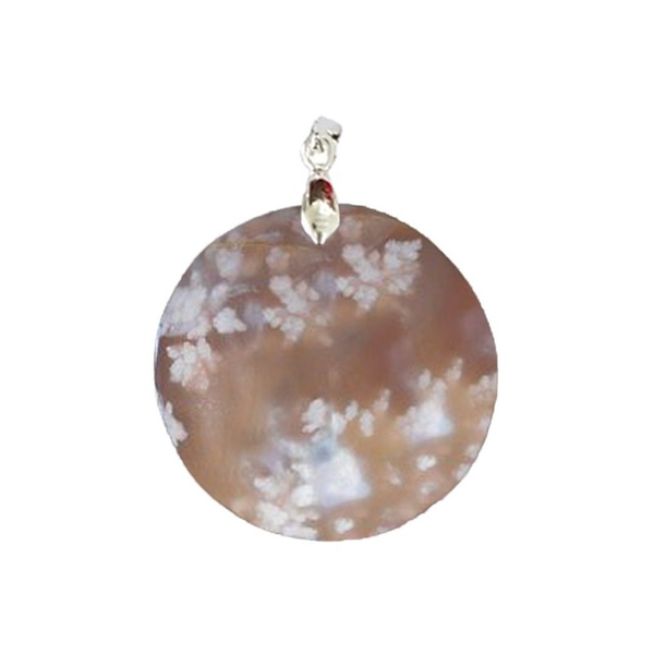Pendentif Agate Fleur Rond – Harmonie, douceur et équilibre émotionnel - Gemio.ch