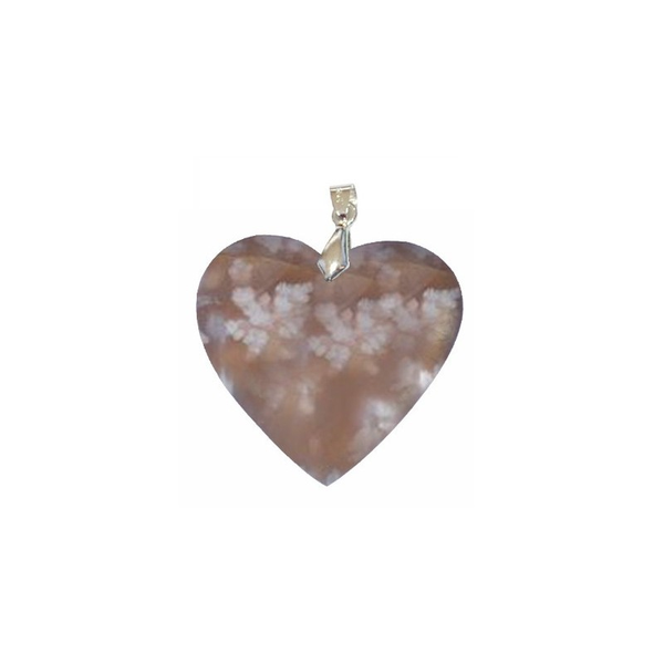 Pendentif Agate Fleur Cœur – Harmonie émotionnelle et douceur protectrice - Gemio.ch
