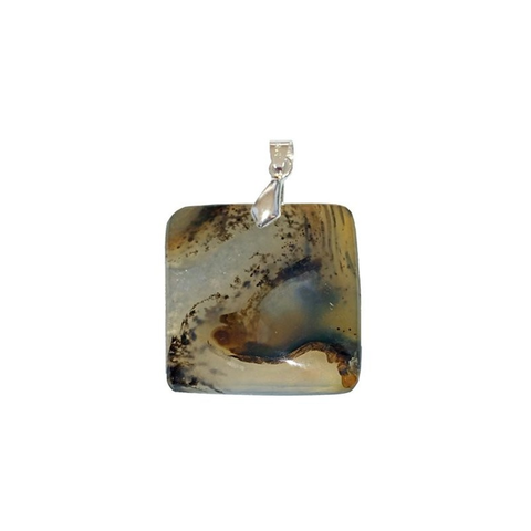 Pendentif Agate Fleur Carré – Équilibre, courage et sérénité intérieure