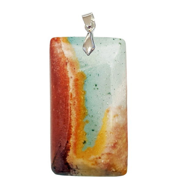 Pendentif Jaspe Polychrome Rectangle Fin – Équilibre intérieur et fluidité naturelle - Gemio.ch