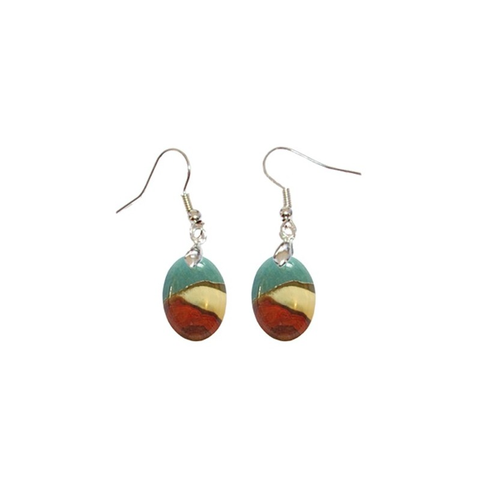 Boucles d’Oreilles Jaspe Polychrome Ovales – Fluidité, Équilibre et Expression de Soi