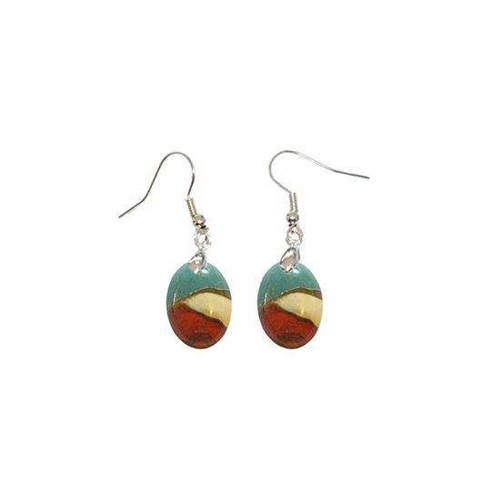 Boucles d’Oreilles Jaspe Polychrome Ovales – Fluidité, Équilibre et Expression de Soi