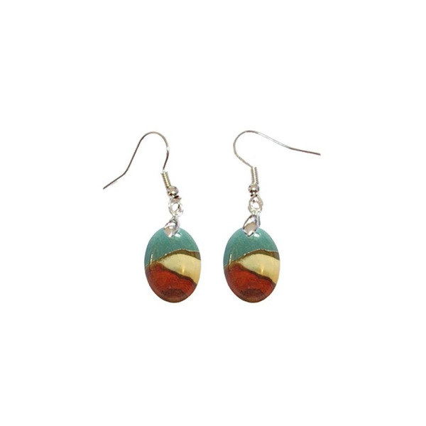 Boucles d’Oreilles Jaspe Polychrome Ovales – Fluidité, Équilibre et Expression de Soi - Gemio.ch