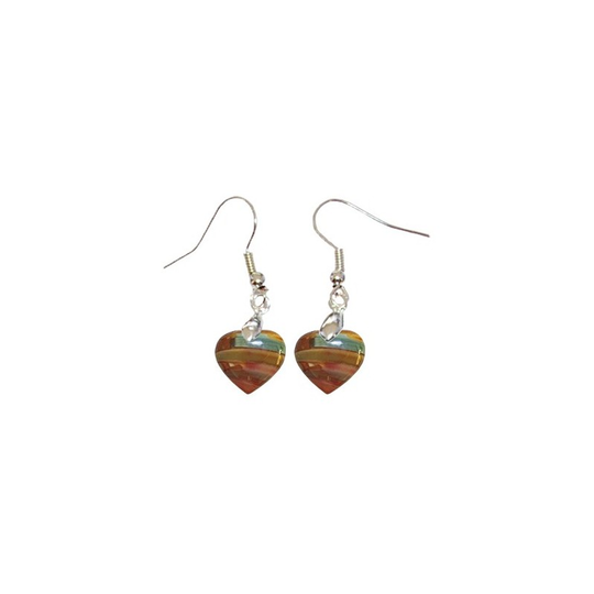 Boucles d’Oreilles Jaspe Polychrome Cœur – Vitalité, Complétude et Équilibre Émotionnel
