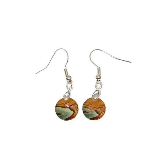 Boucles d’Oreilles Jaspe Polychrome Rondes – Fluidité, Unité et Vitalité