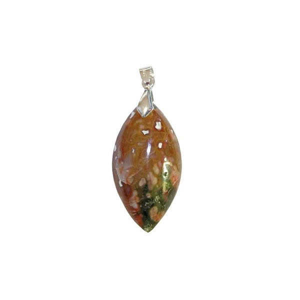 Pendentif Jaspe Orbiculaire Marquise – Patience, Régénération et Harmonie Cellulaire