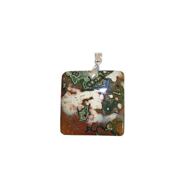 Pendentif Jaspe Orbiculaire Carré – Équilibre Cellulaire et Stabilité Émotionnelle - Gemio.ch