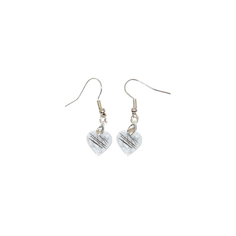 Boucles d’Oreilles Quartz à Inclusions de Tourmaline Cœur – Clarté, Protection & Confiance