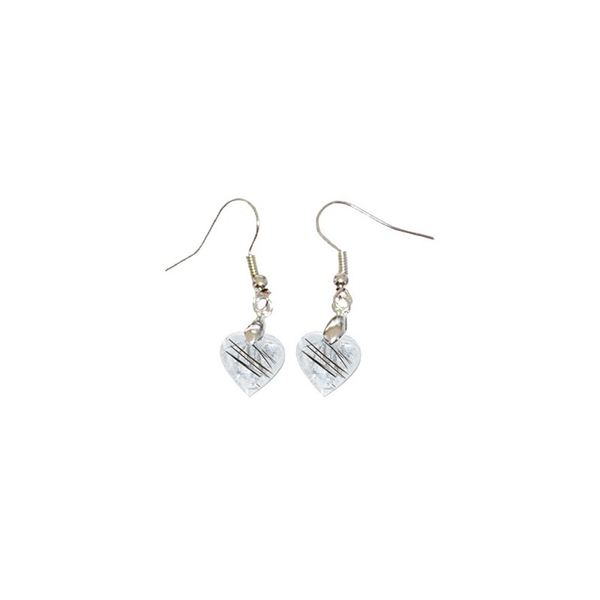 Boucles d’Oreilles Quartz à Inclusions de Tourmaline Cœur – Clarté, Protection & Confiance - Gemio.ch