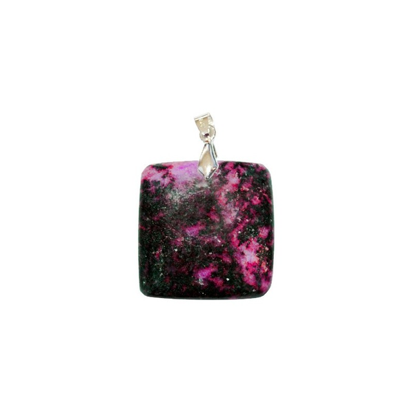 Pendentif Rhodonite Carré – Sérénité, Courage & Stabilité Émotionnelle - Gemio.ch